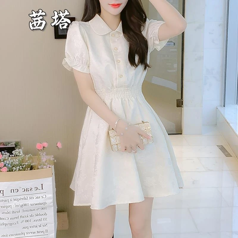 法式小香风可爱仙女束腰裙子女2025夏季新款茶歇甜美少女感连衣裙