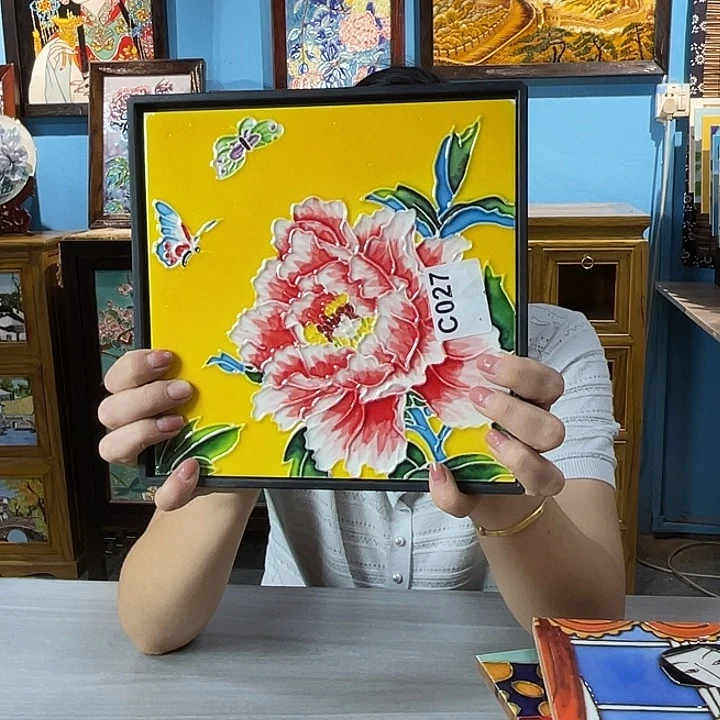 竖款纯手工制作瓷板画2020微瑕