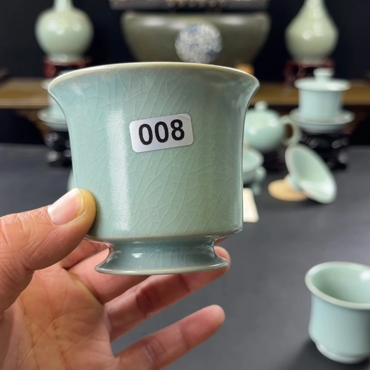 杯陆*卿仿古釉汝官窑高足马蹄杯008号
