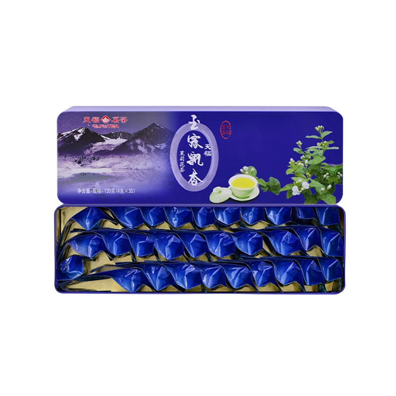 天福茗茶玉露飘香飘雪茉莉花茶浓香型四川特产茶叶120g峨眉山耐泡