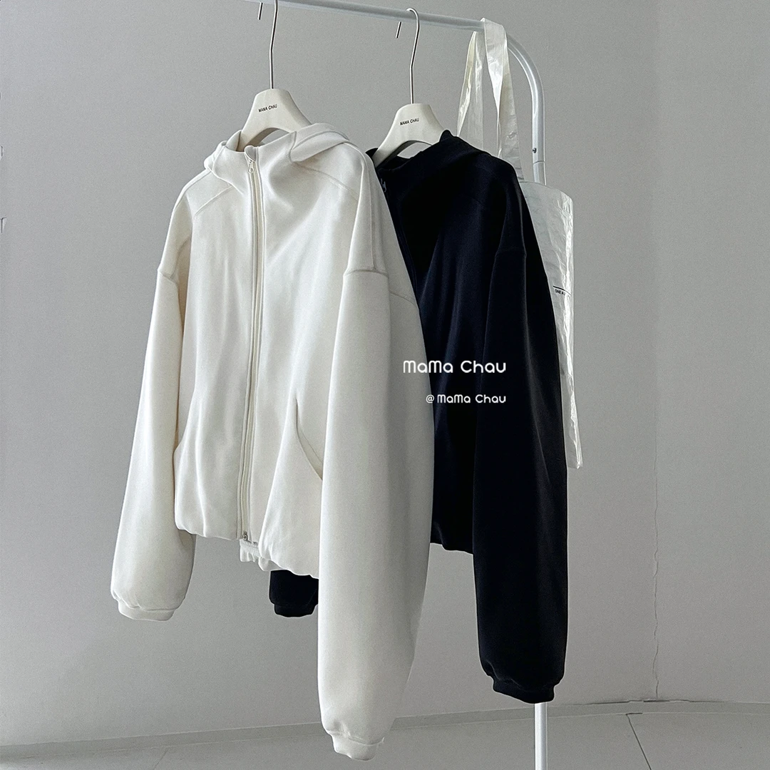 现货「MAMA CHAU」【质感在线】空气层开衫卫衣女春季【LC07】