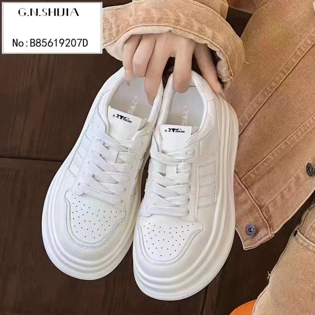 厚底小白鞋百搭时尚运动夏季真皮系带低帮