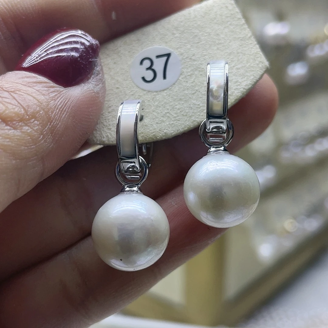 淡水珍珠耳饰银S925镶嵌