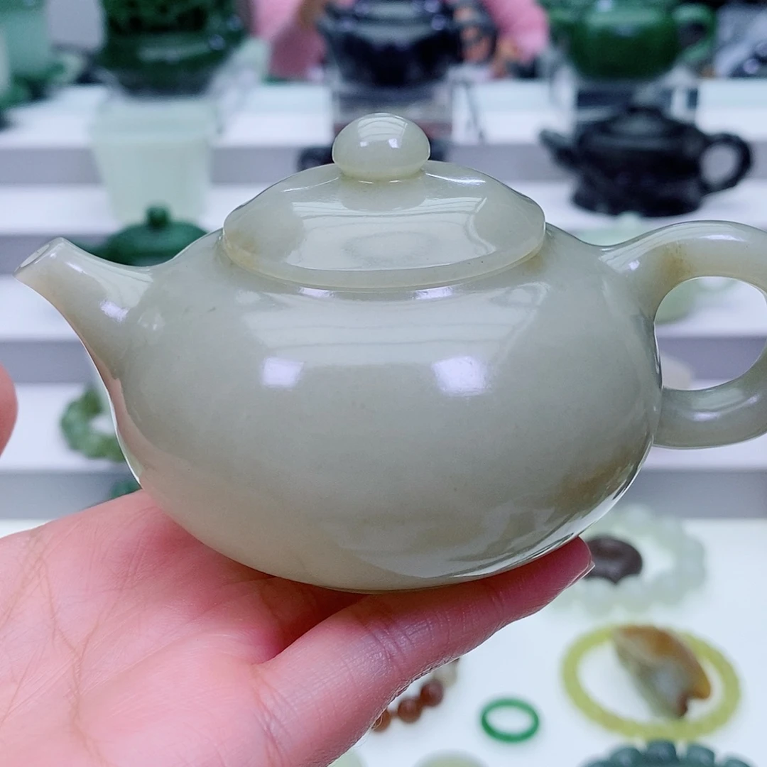 和田玉未镶嵌摆件茶壶