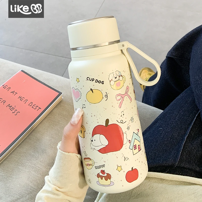 可爱保温杯女生大容量水杯女新款2025高颜值带盖泡茶便携学生杯子