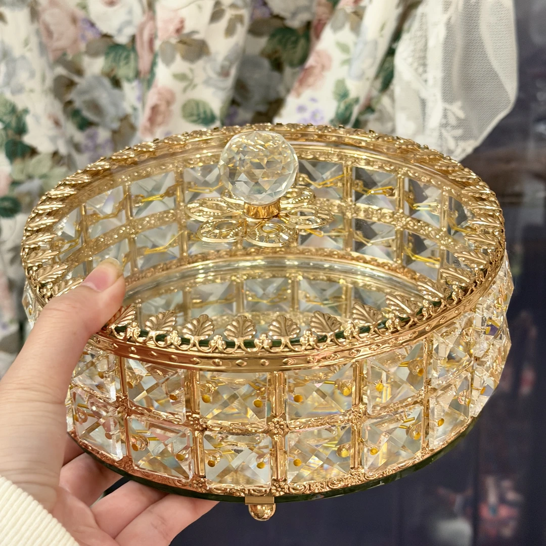 欧式水晶玻璃糖果盒家用客厅茶几带盖精美收纳盒