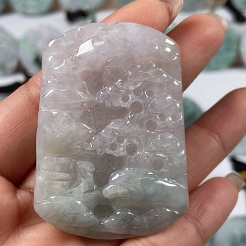 翡翠颈饰未镶嵌山水牌福利