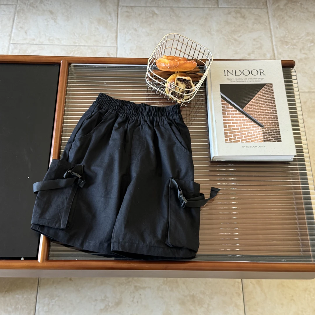 ZC0007【现货】韩版儿童工装绑带装饰纯棉短裤