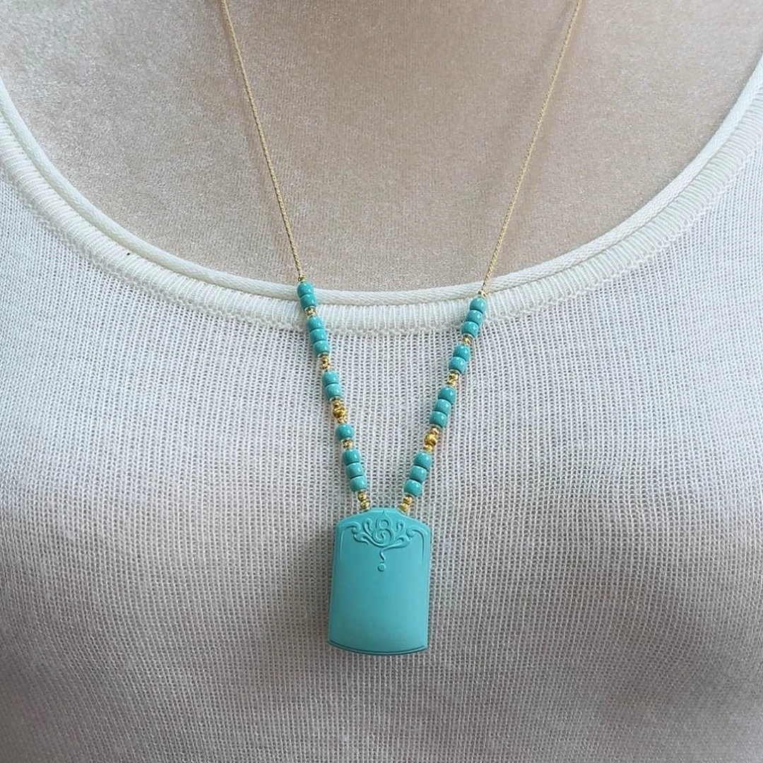 绿松石18K金镶嵌珠宝奇石