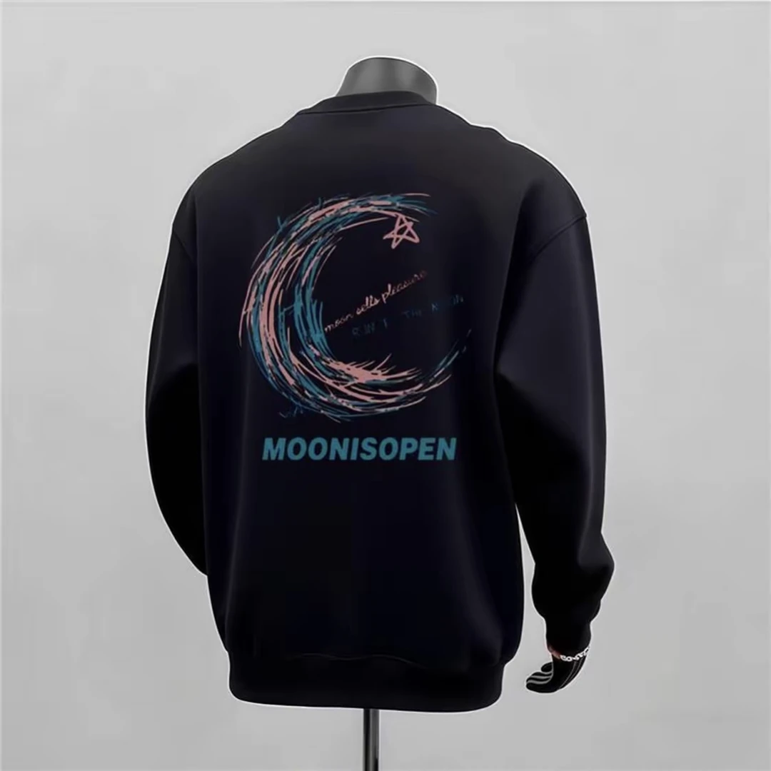 圆领休闲国潮卫衣男士2025新款春秋薄款修身加绒美式痞帅男装上衣