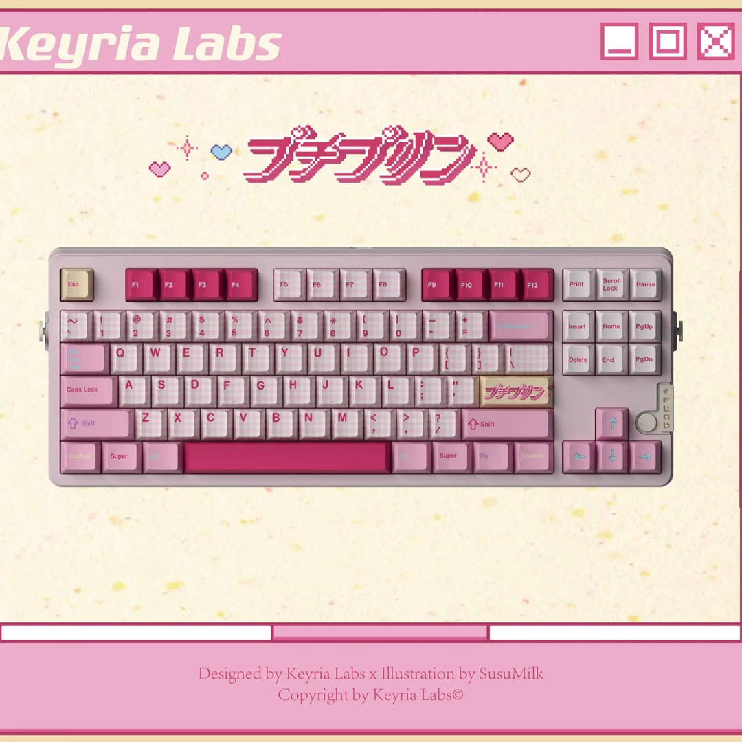 KeyriaLabs/昭和甜品草莓布丁/PBT五面热升华键帽适配各种配列