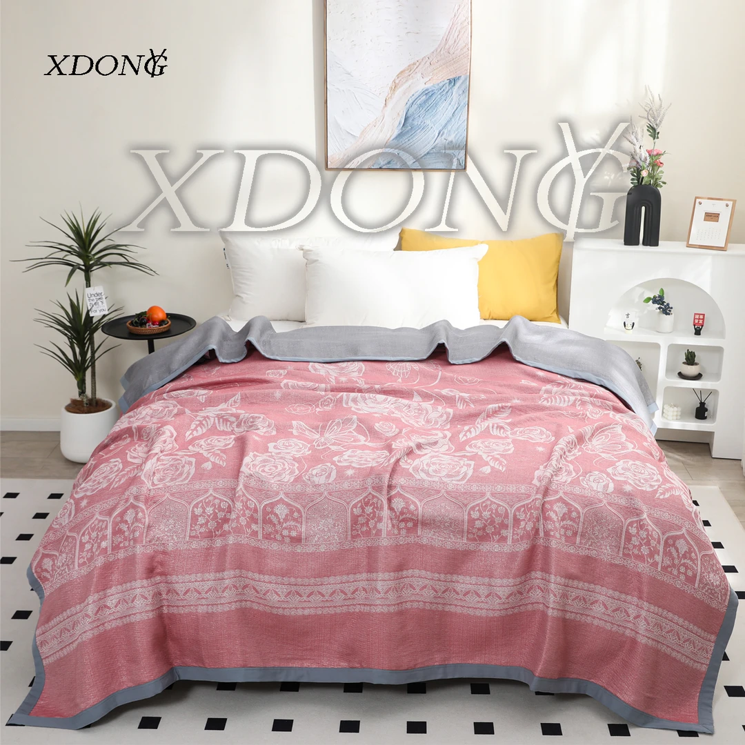 XDONGY（冬云家纺）顶奢230*250亲肤柔软  琼花玉叶粉 床盖毯