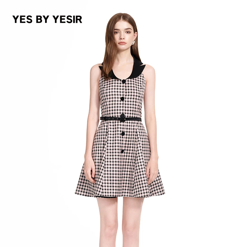YES BY YESIR叶谦设计师品牌格式化削肩西服连衣裙