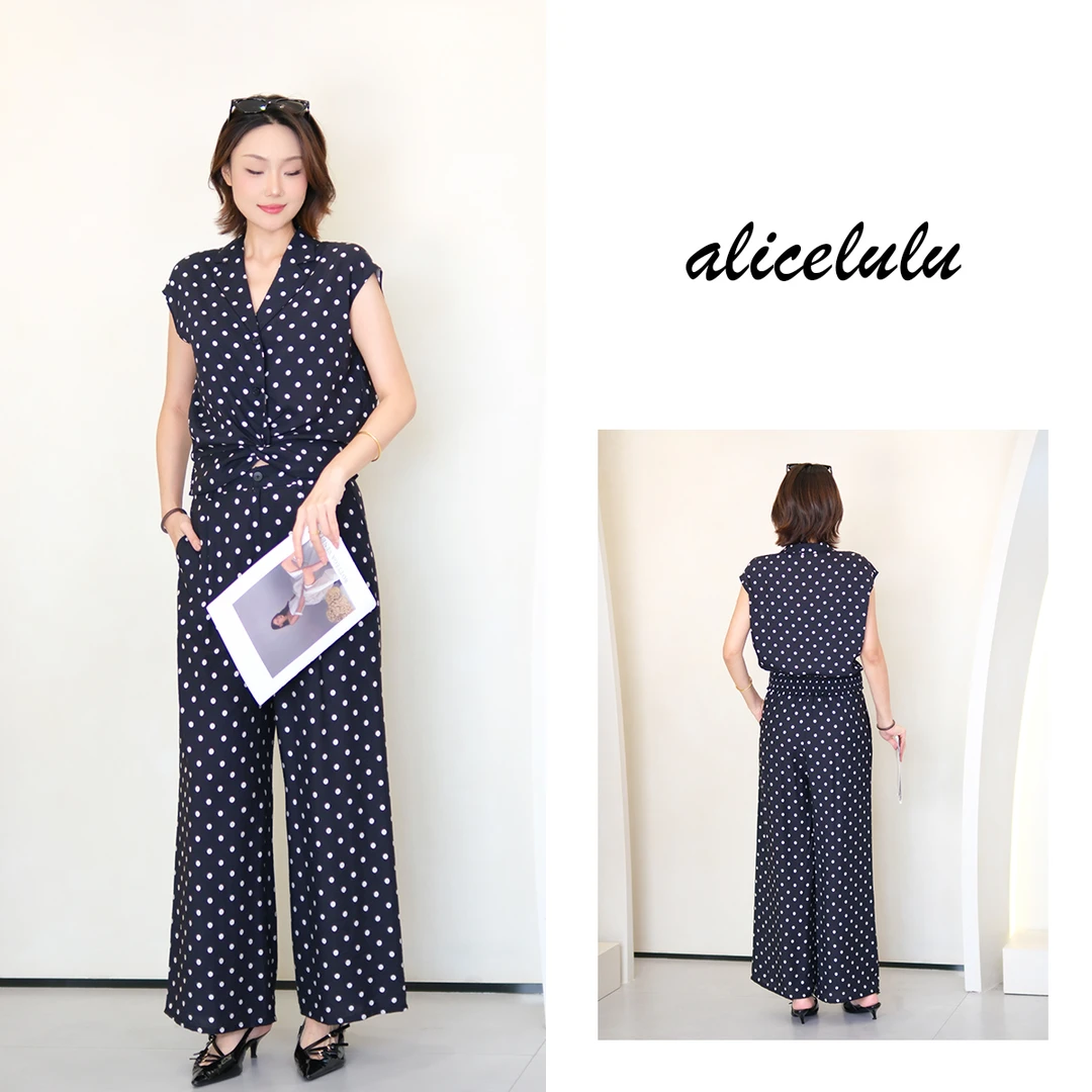 [alicelulu] 都市御姐时髦干练波点上衣裤子两件套 S2143666E