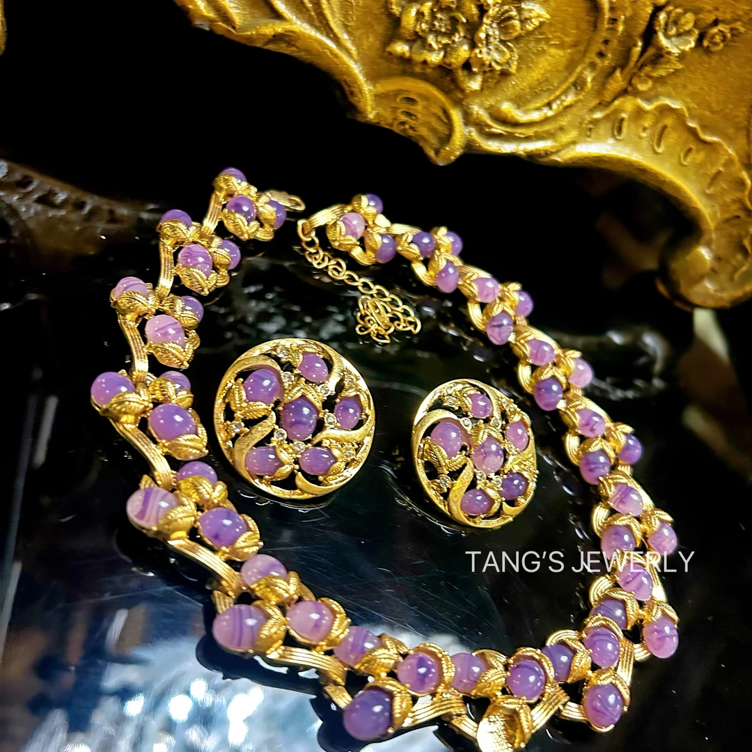 紫色葡萄熔岩 云纹琉璃项链