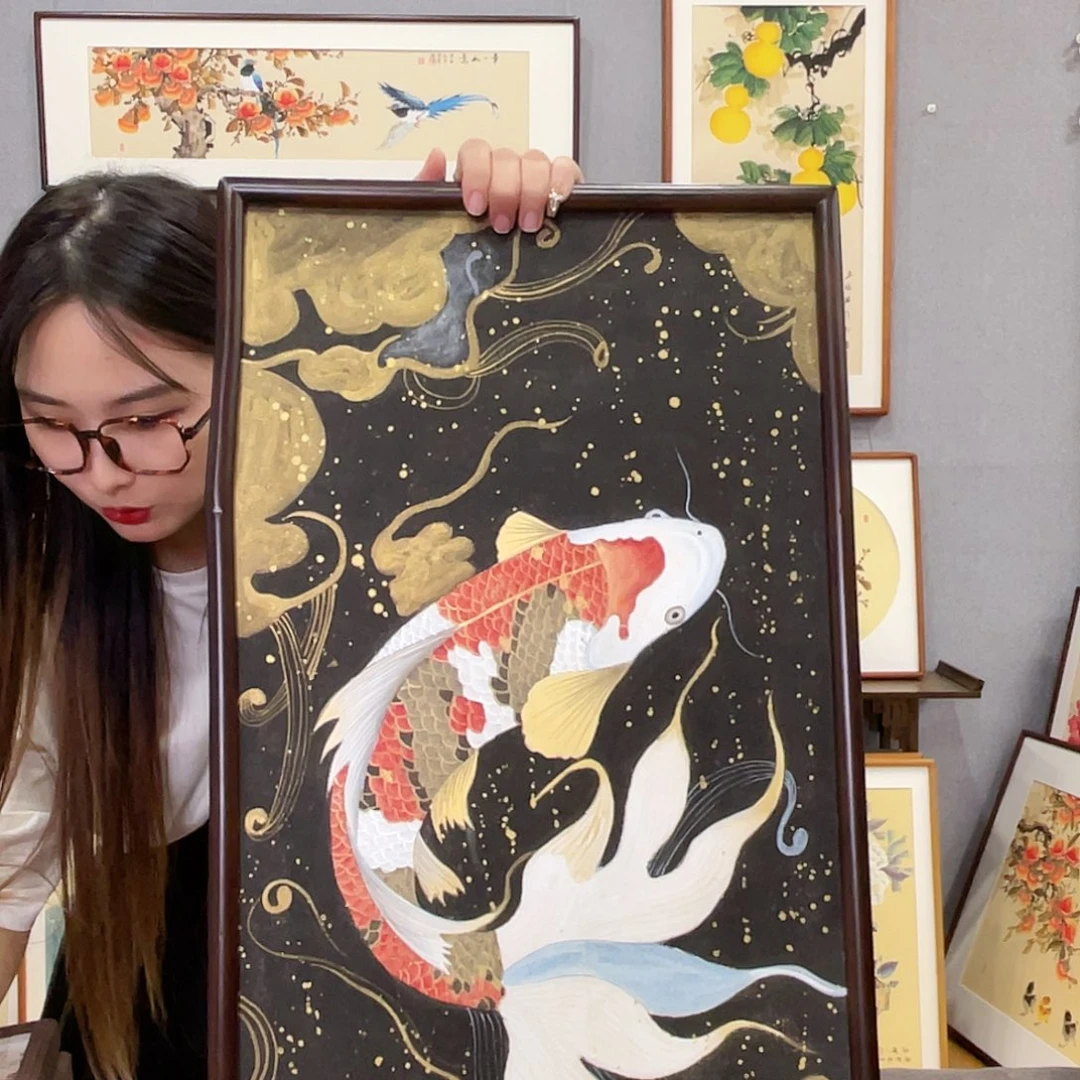 书法手绘带框尺寸：36*69