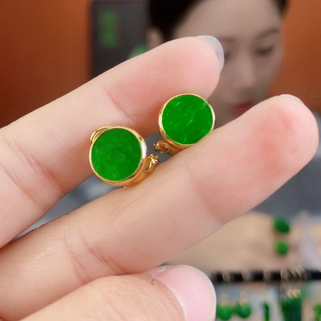翡翠银S925镶嵌耳饰
