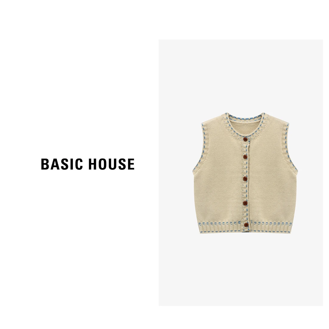 Basic House/百家好初秋轻奢设计感薄款松弛针织马甲B0625B5LOI2