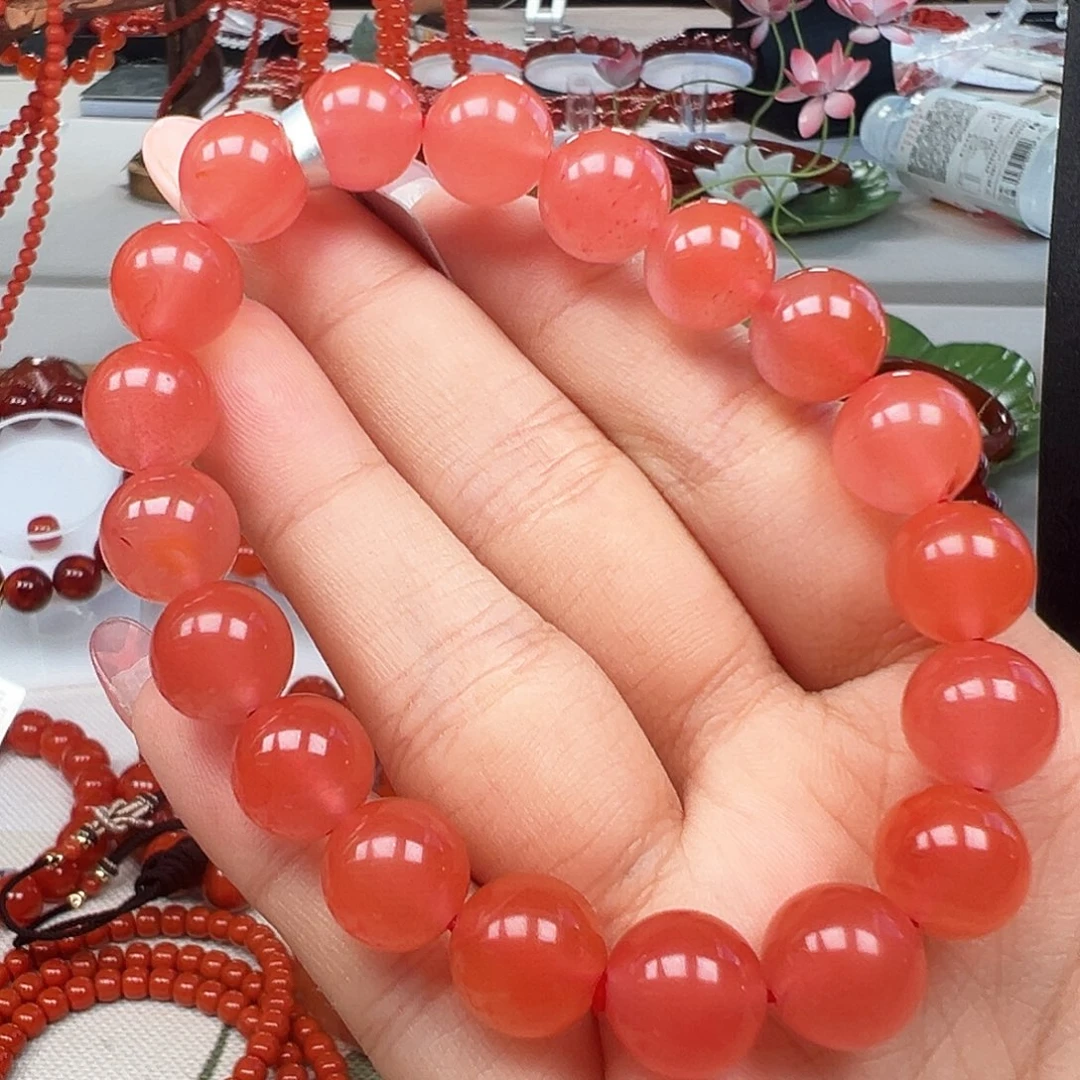 南红玛瑙未镶嵌手串福利款 保山杨柳乡樱桃红卡10mm+