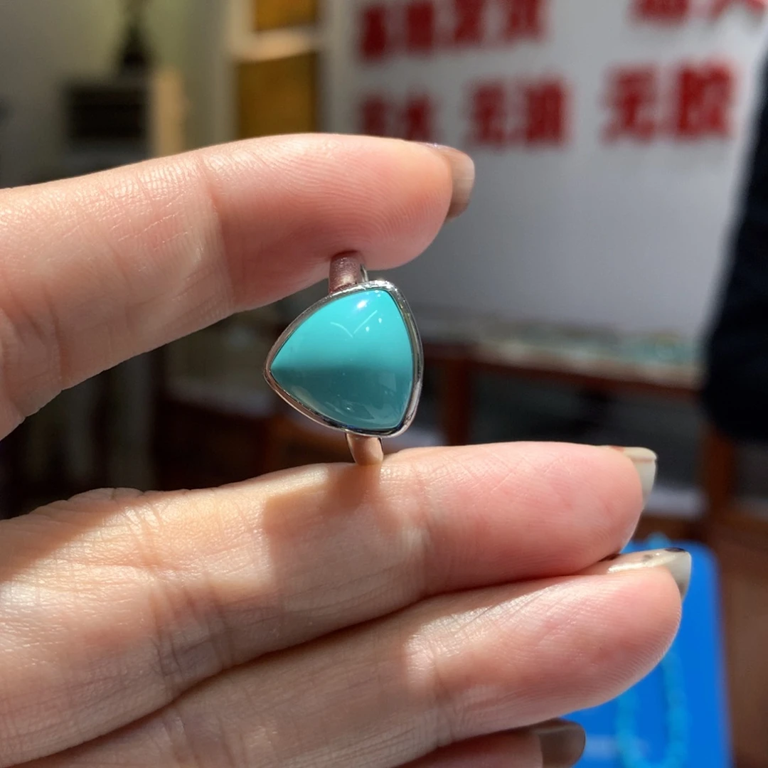 银S925镶嵌绿松石戒指