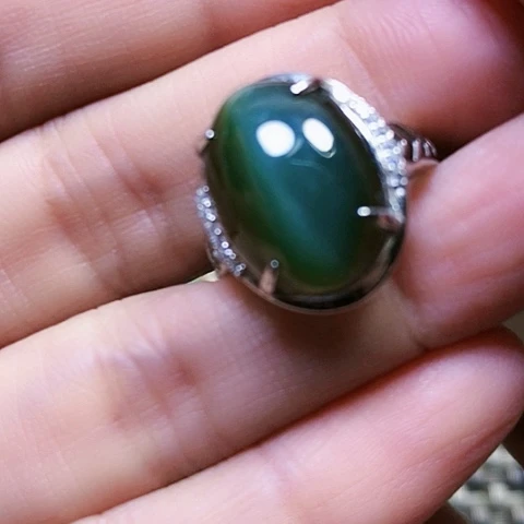 和田玉银S925镶嵌戒指