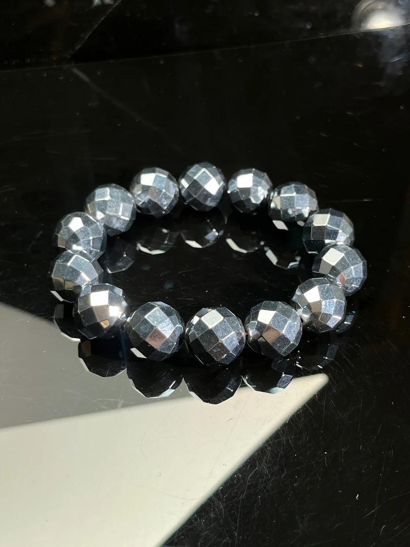 正品满含量太赫兹石-菱形圆珠手串14mm