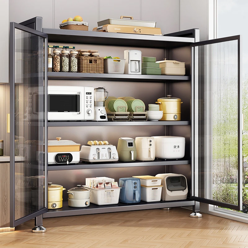 优勤厨房置物架落地多层家用收纳柜子微波炉防尘多功能橱柜储物柜