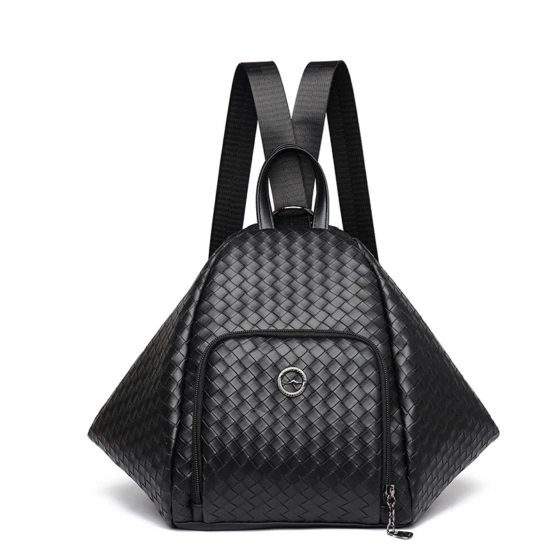 直播爆款编织纹双肩包女2025新款多功能大容量单肩斜挎包多用书包