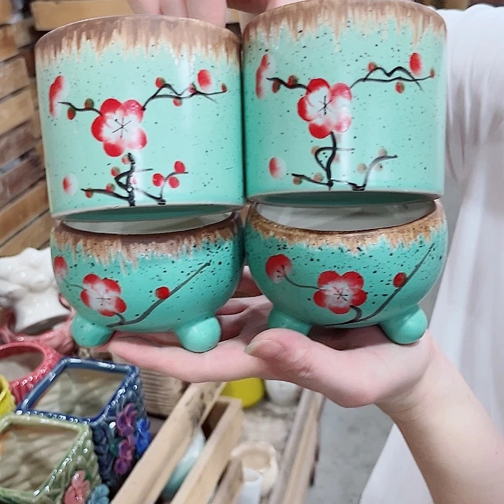 有孔.凑单10元陶瓷花盆发货！