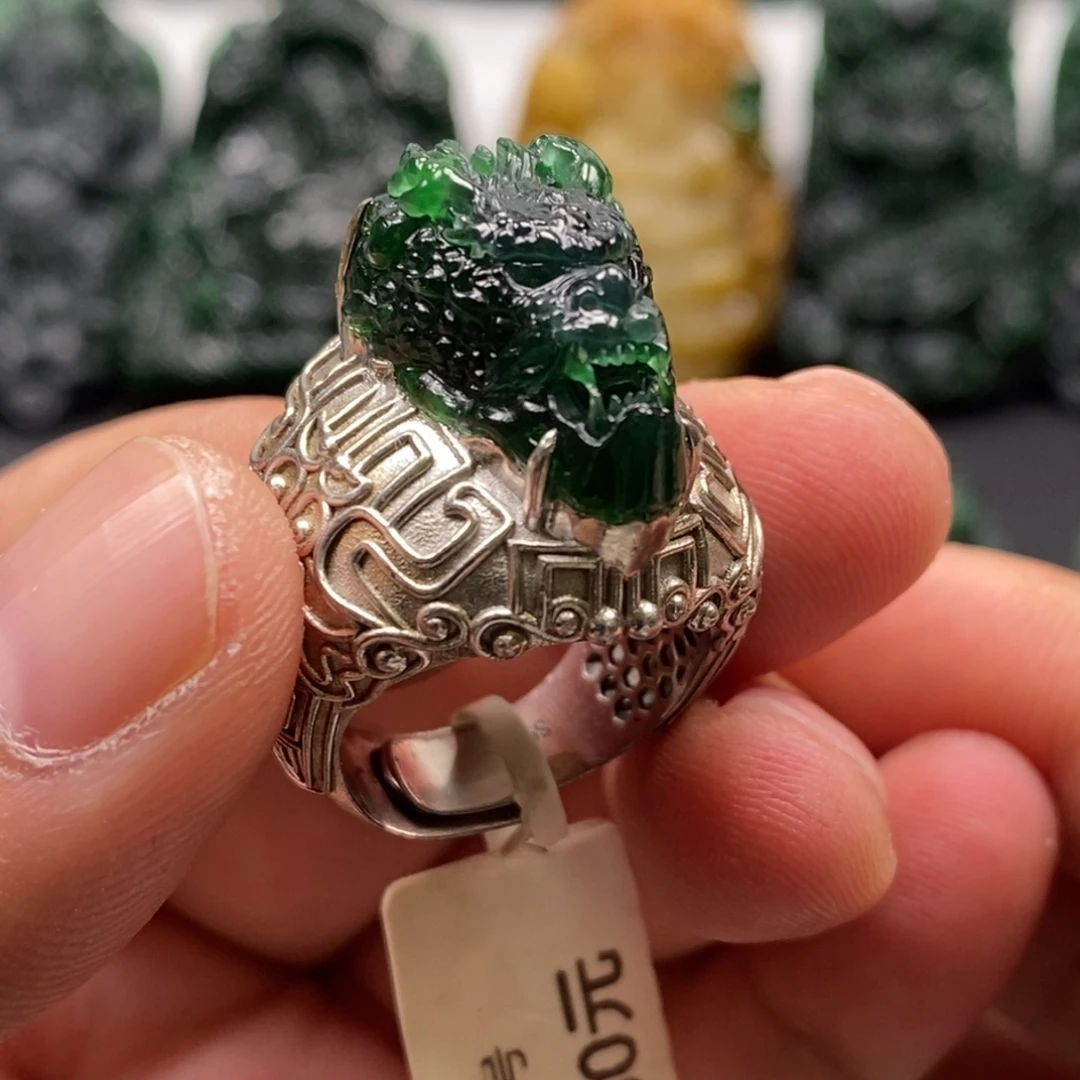定制翡翠未镶嵌天然翡翠A货龙头戒指