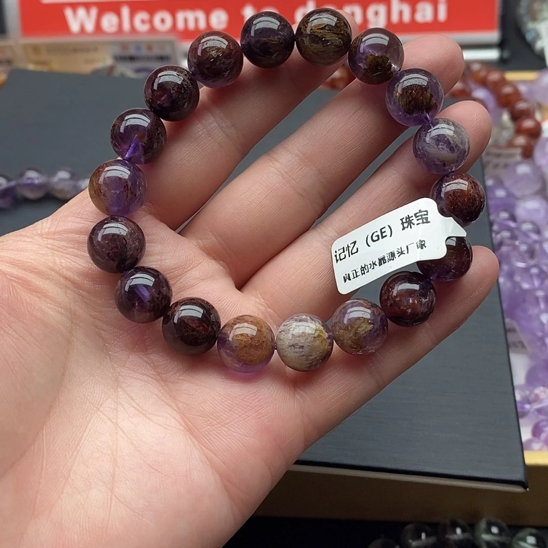 未镶嵌手链水晶紫钛幽灵11+
