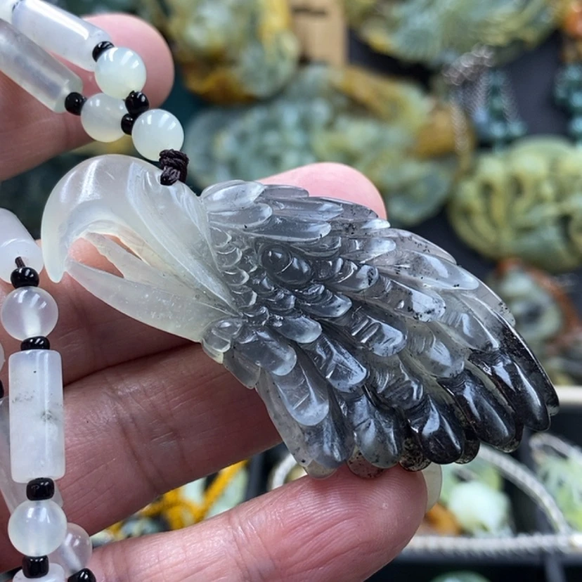 【闪购商品】银S925镶嵌蛇纹石玉吊坠