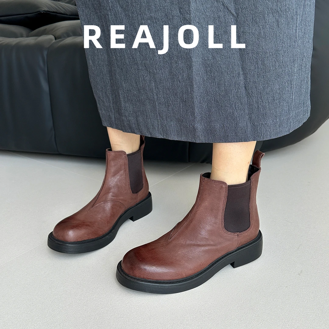 马丁靴女款2025新款西部靴秋冬美拉德切尔西靴黑色马皮欧美短靴子