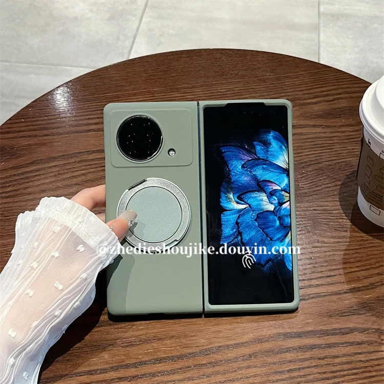 适用vivoxfold手机壳高级感简约纯色旋转支架xfold折叠屏保护壳男