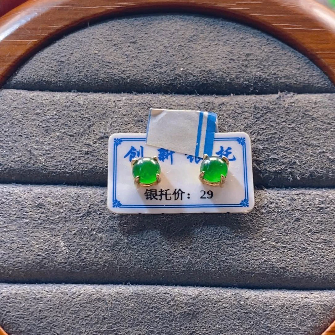 颈饰银S925镶嵌翡翠翡翠耳钉