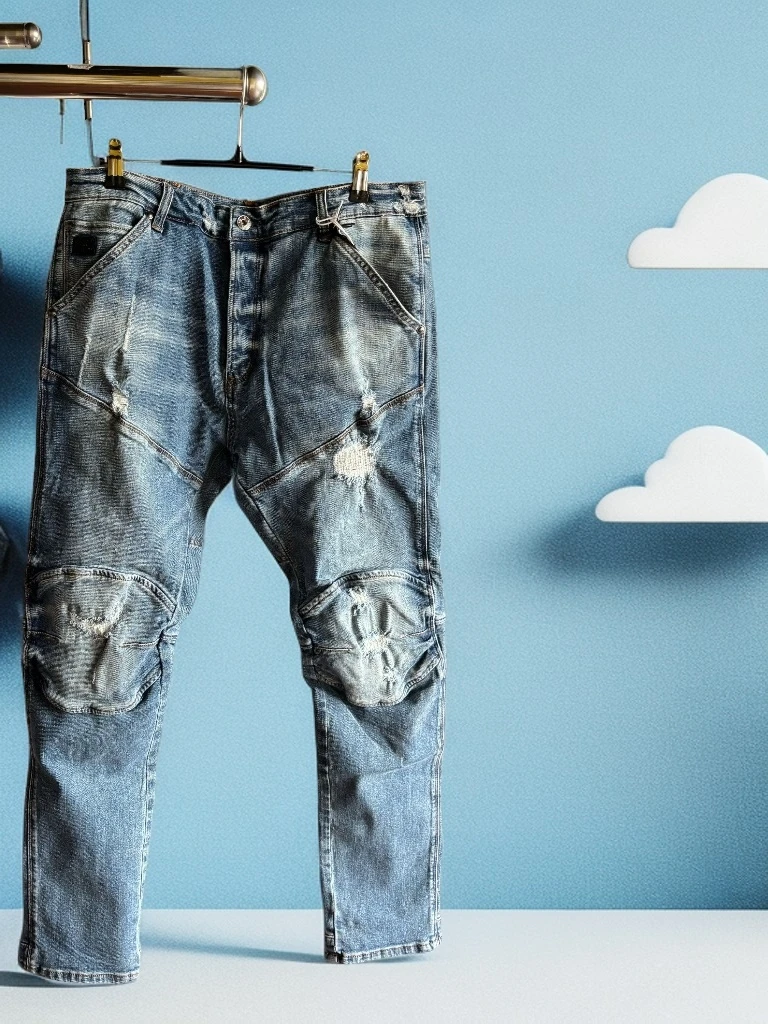 5620破洞补丁机车裤