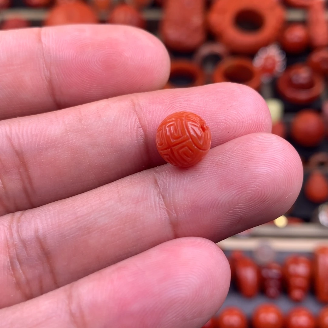 南红玛瑙未镶嵌回纹圆珠9+