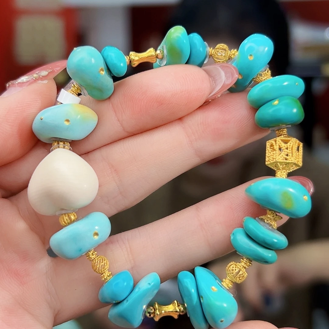 绿松石18K金镶嵌珠宝奇石