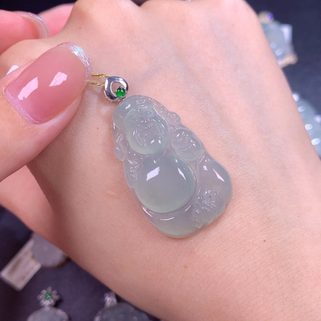 翡翠18K金镶嵌颈饰D****·财神