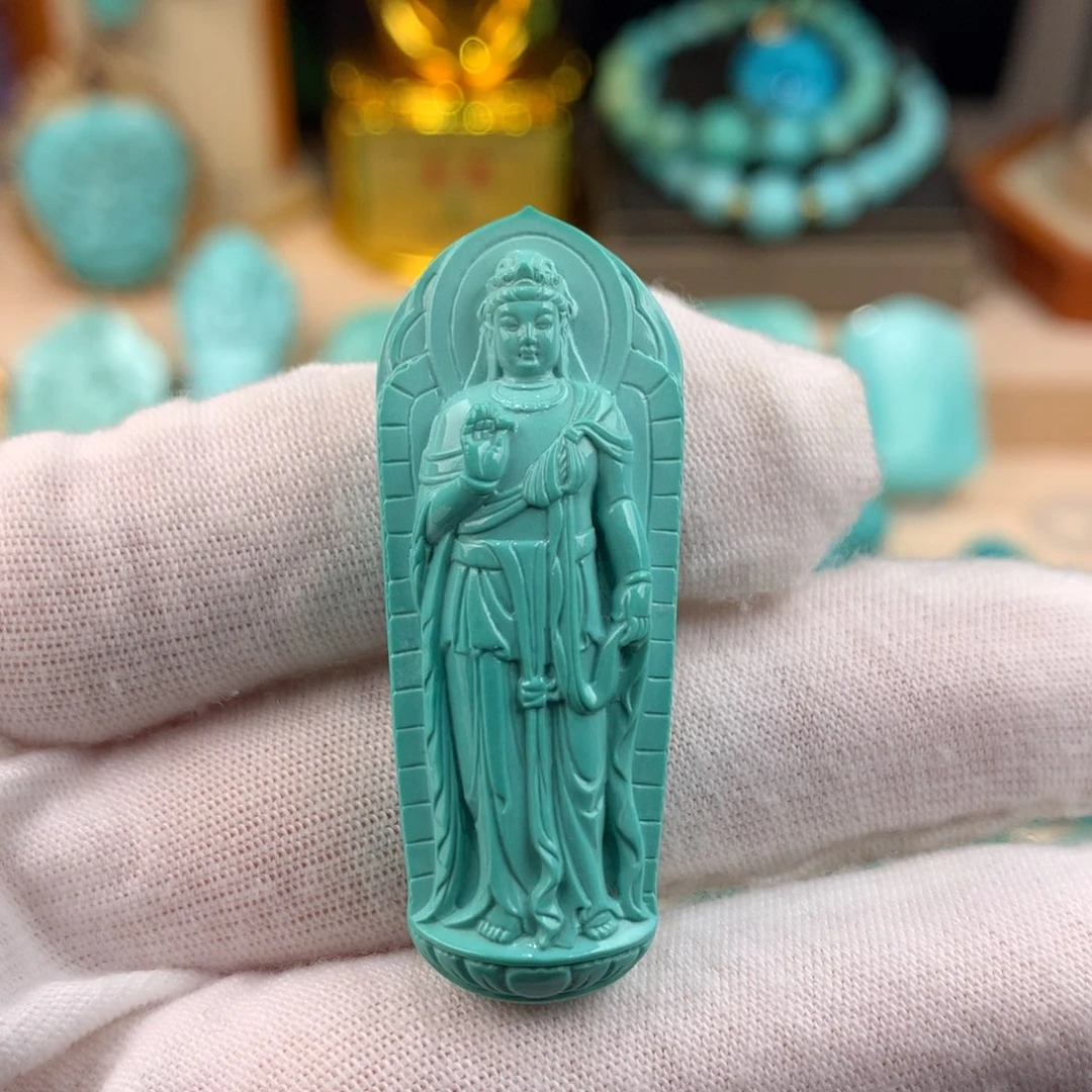 绿松石未镶嵌站观音