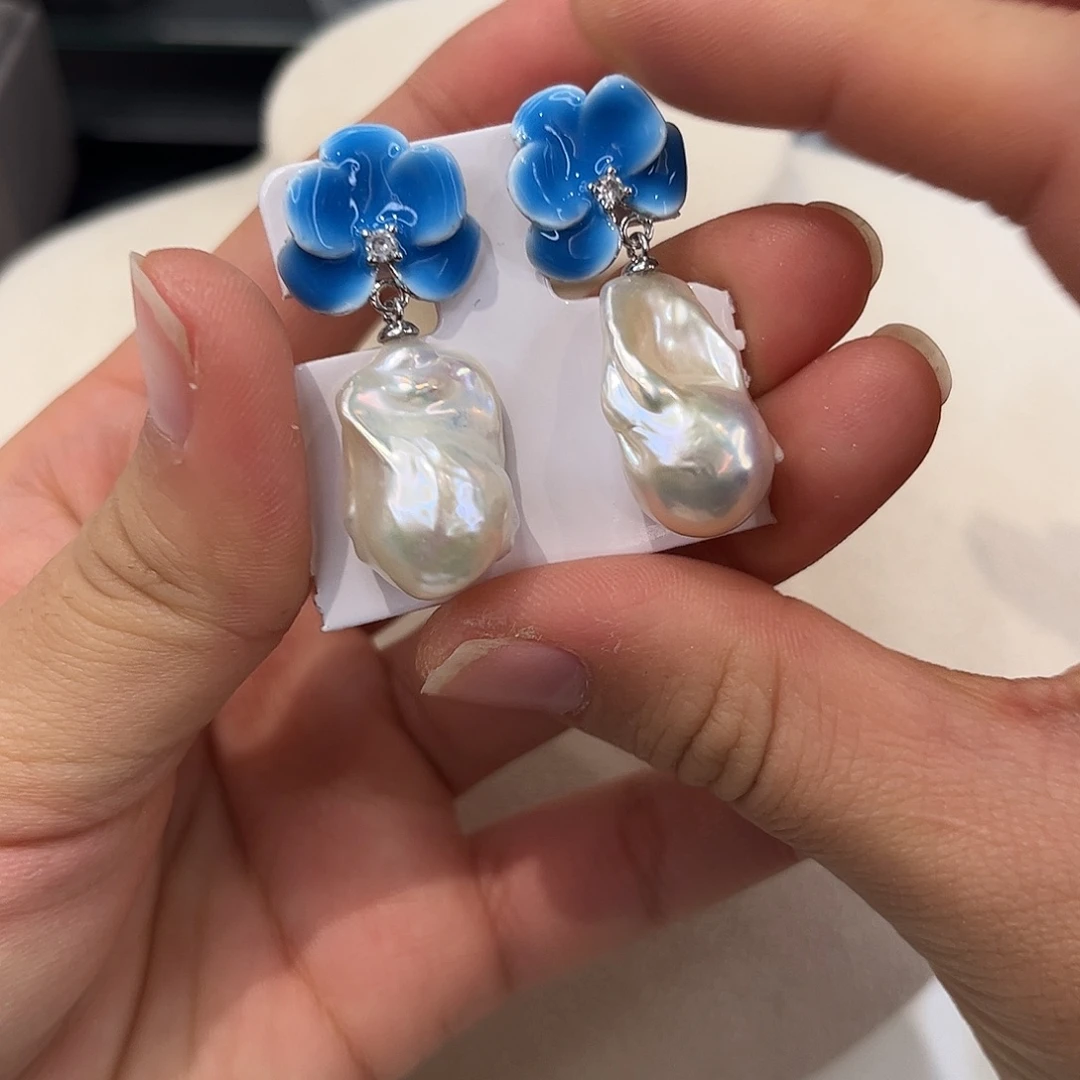 合金淡水珍珠耳饰