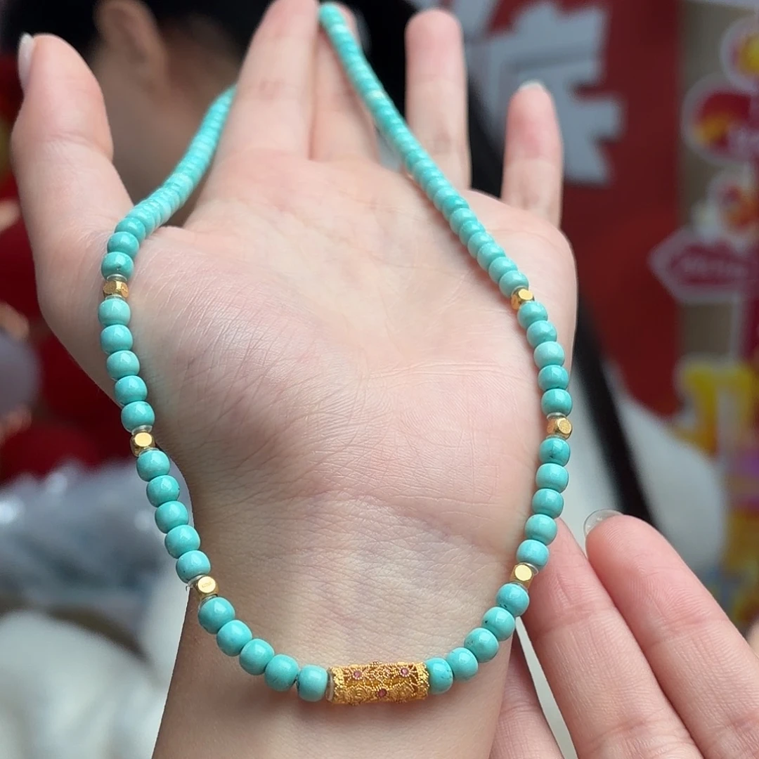 绿松石18K金镶嵌颈饰