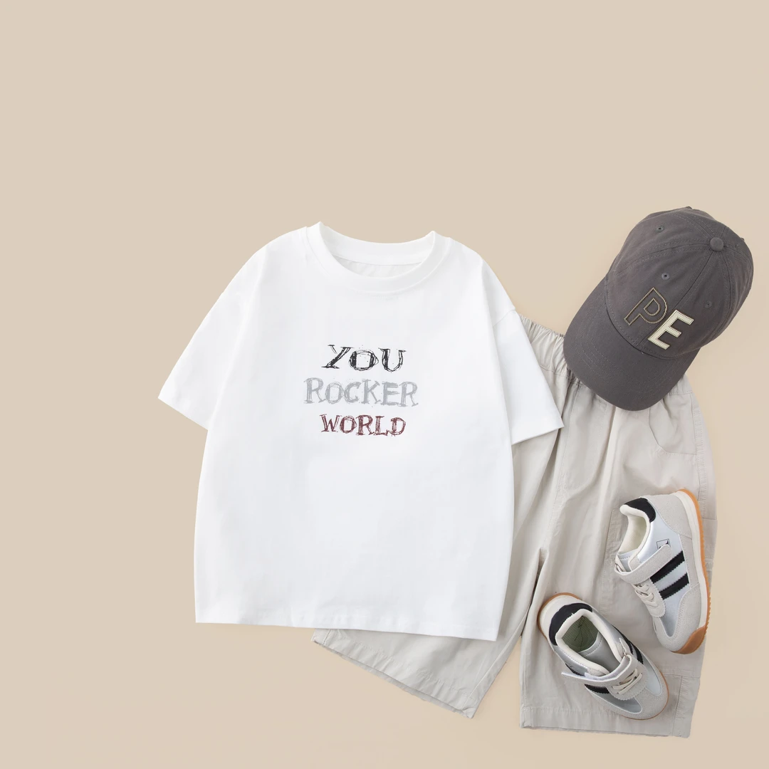 儿童夏款短袖T恤2025新款男童潮流时尚百搭T恤BX1885华子童装