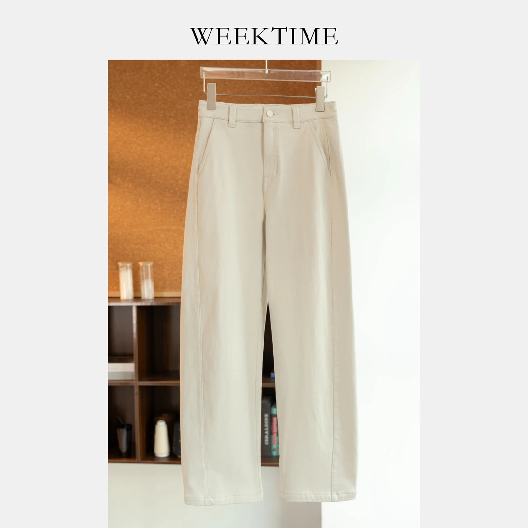 【间柔】冬季直筒裤厚款牛仔裤女款芒果裤百搭复古宽松长裤