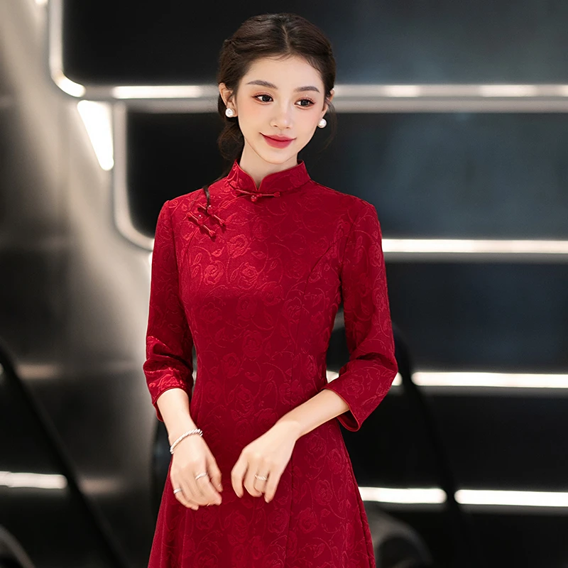 10月份喜婆婆婚宴装2025新款结婚妈妈礼服平时可穿旗袍改良连衣裙