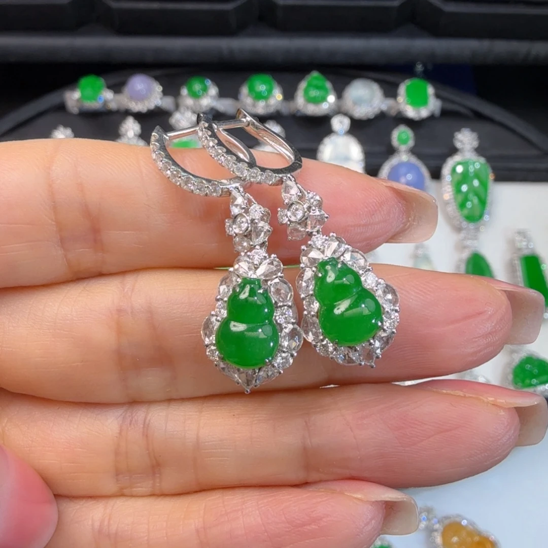 翡翠18K金镶嵌耳饰收到货48小时鉴赏期