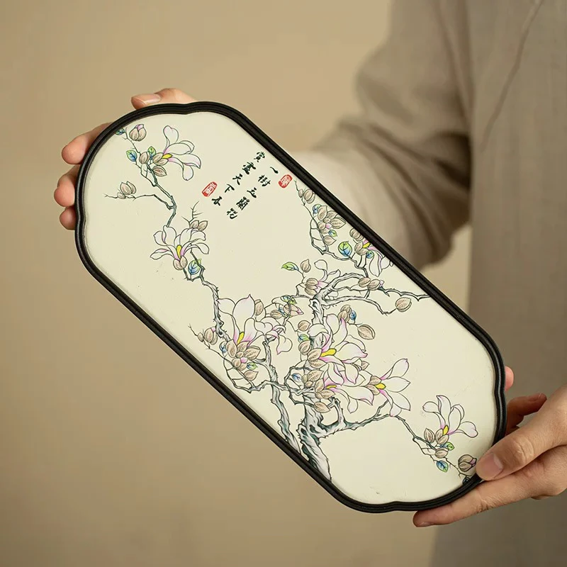 陶瓷吸水茶盘国潮创意干泡盘中式功夫茶具家用托盘G1692