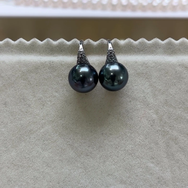 银S925镶嵌耳饰海水珍珠10-11m 26号