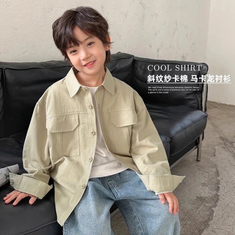 男童衬衫儿童棉布韩版洋气衬衫2025夏装新款男孩上衣童装