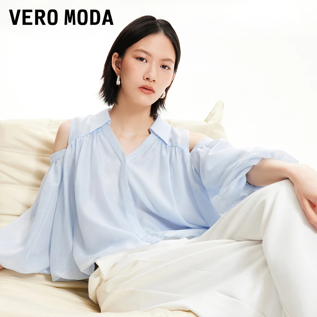 Vero Moda衬衫2025夏日穿搭肩部镂空松紧口泡泡七分袖325231017